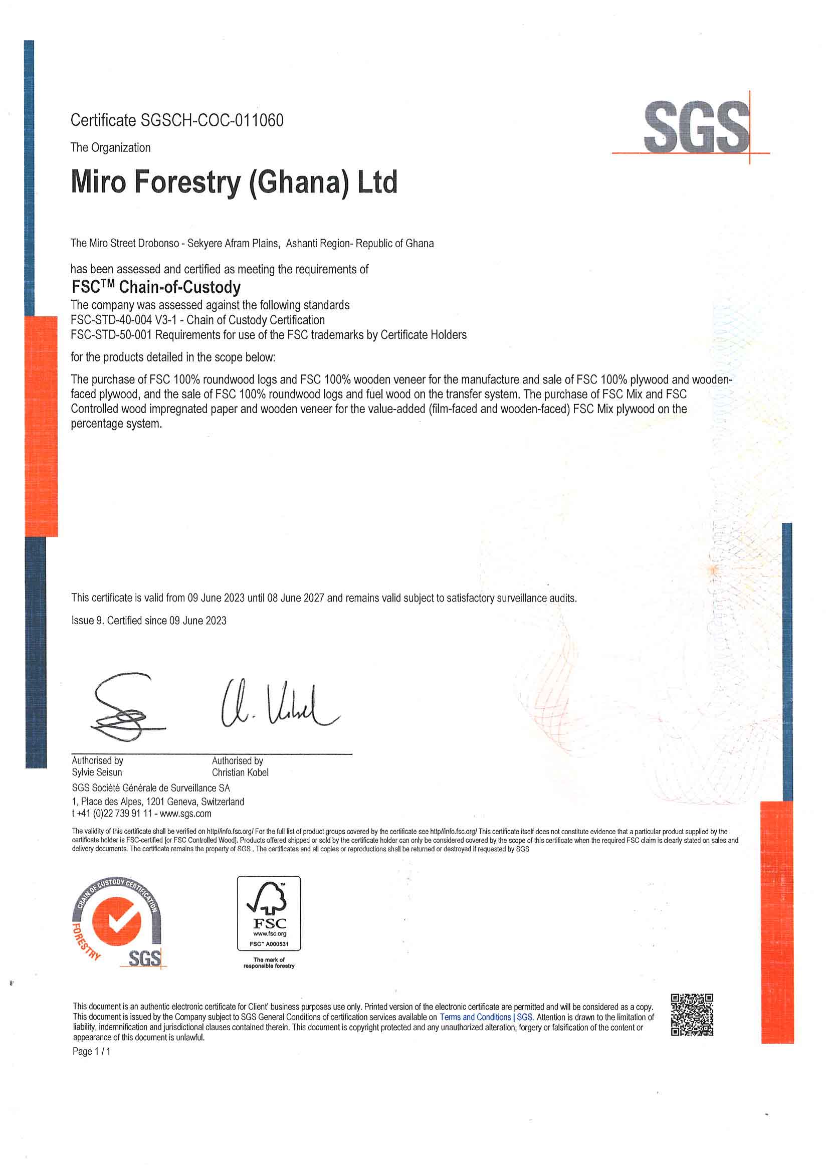 MFGH COC Certificate copy