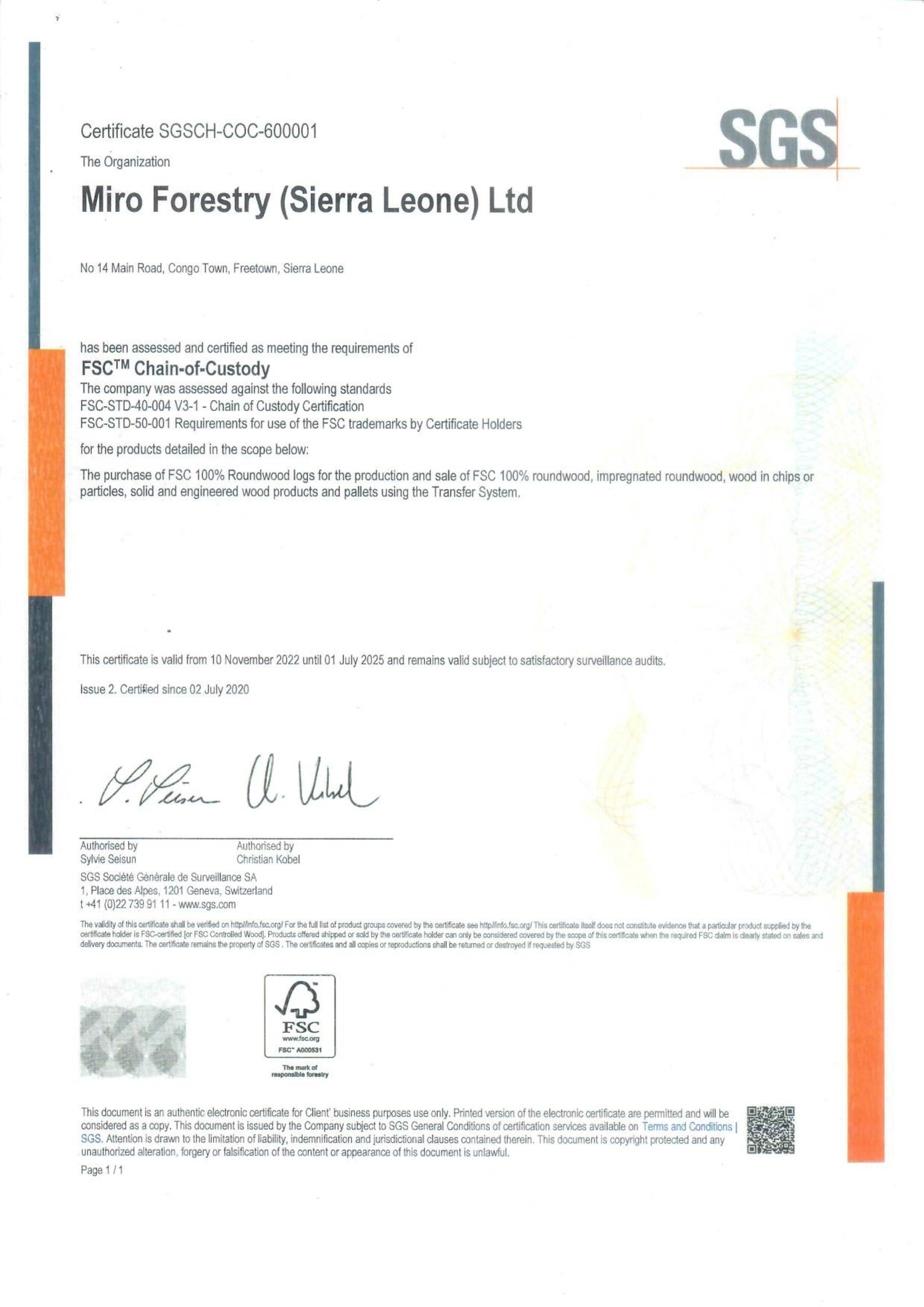 MFSL COC Certificate